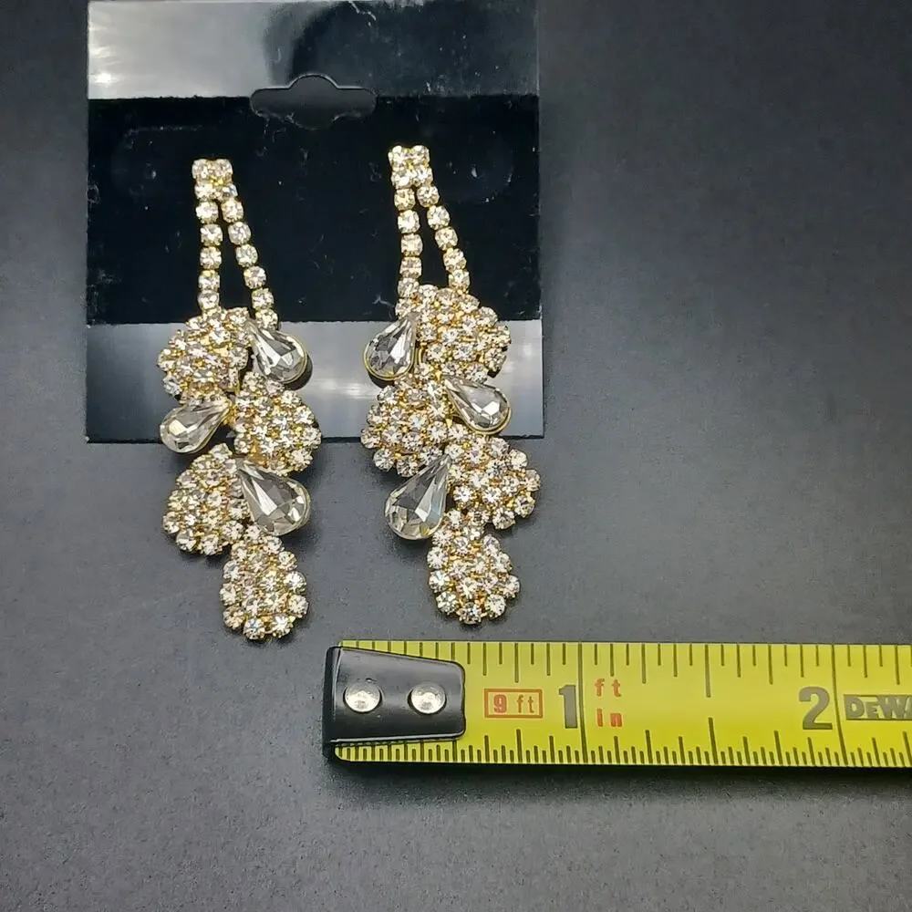 Gold Tone Floral Dangle Earrings